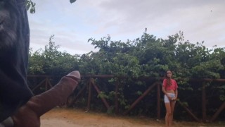 Risky handjob in public and woman caught me masturbating!