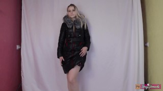 A teen girl is just dancing in a down jacket | No Porn (Video For Down Jacket Lovers)